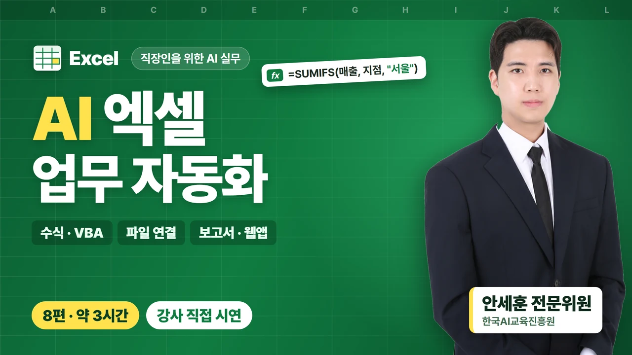 직장인을 위한 AI 엑셀 업무 자동화 표지