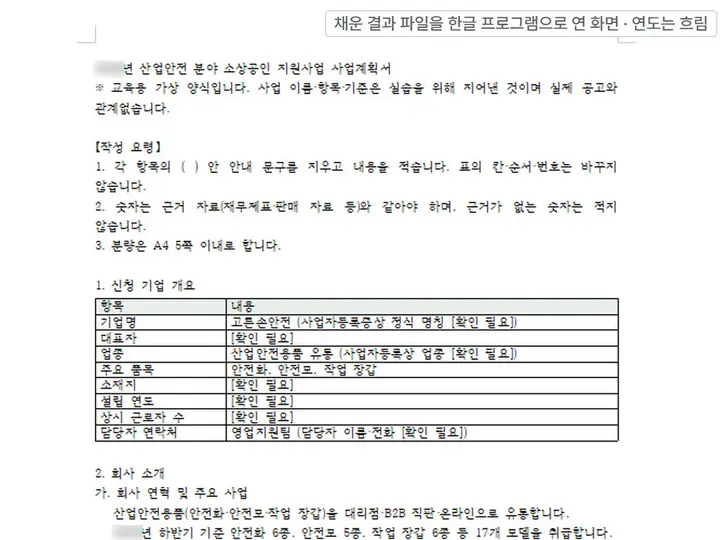 17편 영상 화면: HWP 사업계획서